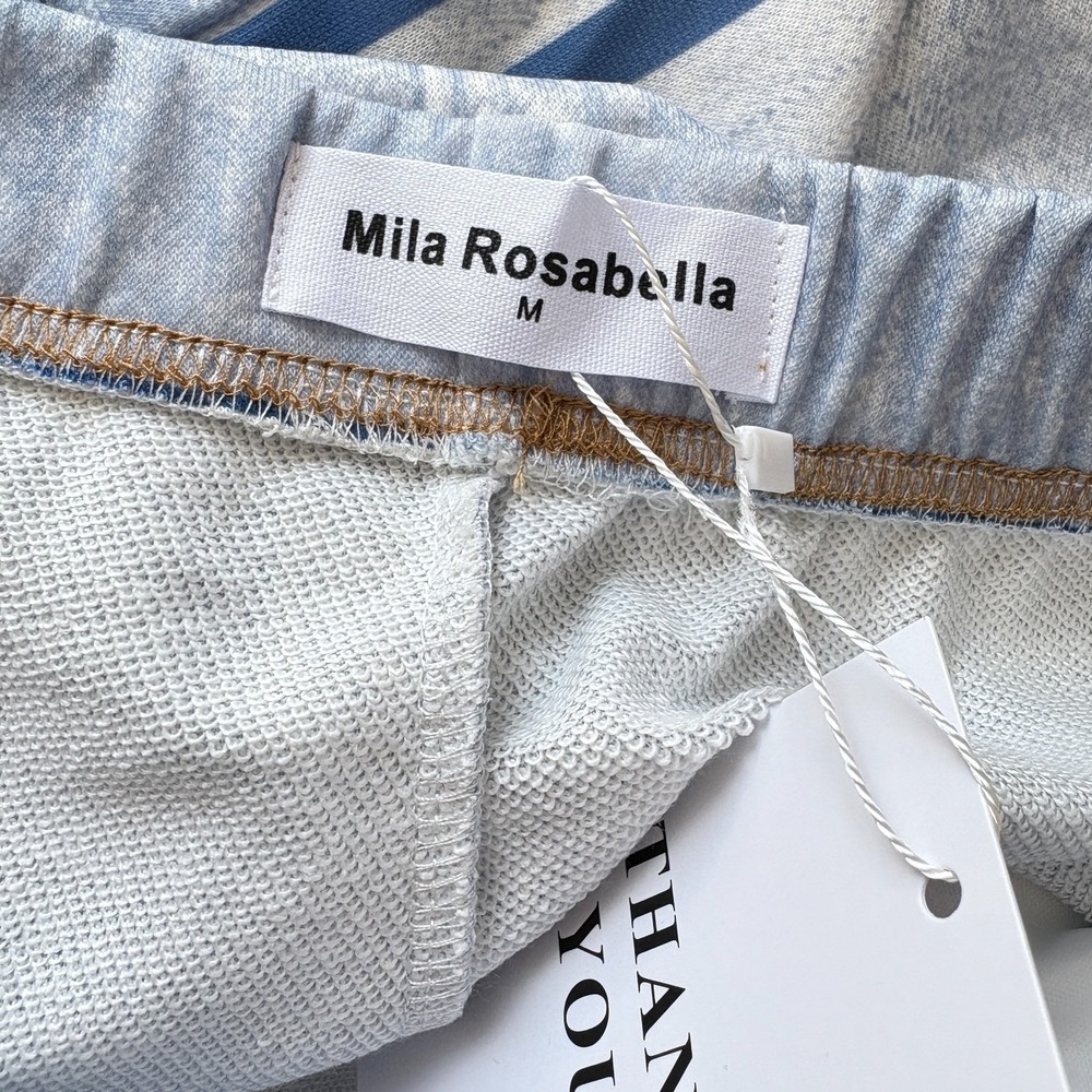 Mila Rosabella Printed Denim Pants Women Size Medium Blue Light Wash New - Picture 9 of 10